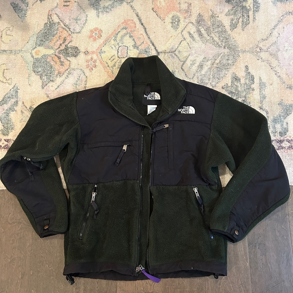 Vintage 90s North Face Denali Polartec Fleece Jacket Polartec Liner Olive Green.